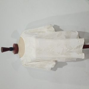 Anna Taylor Women Bubble Sleeve Blouse Size L Beige Cream Back Keyhole